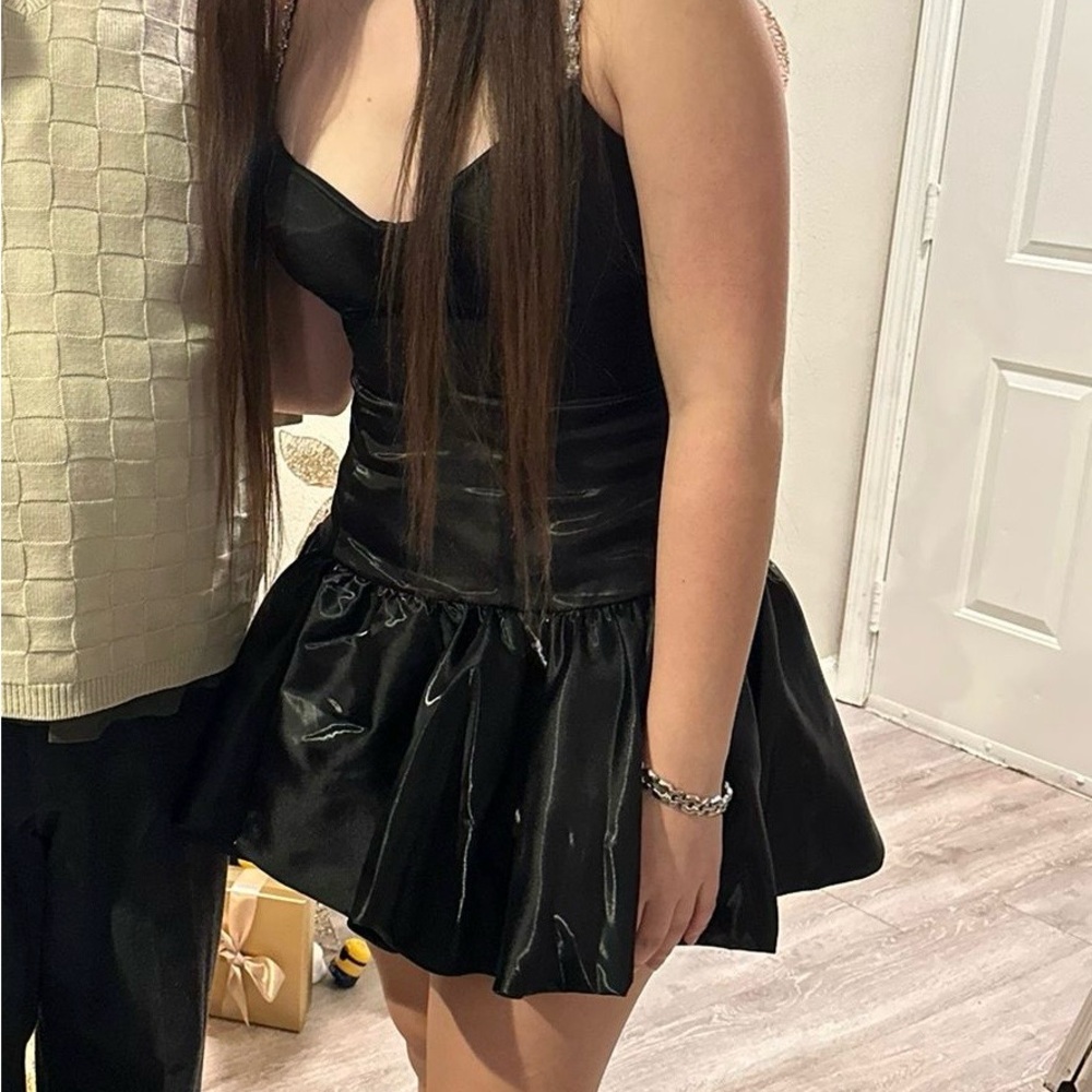 Black Satin Mini Dress